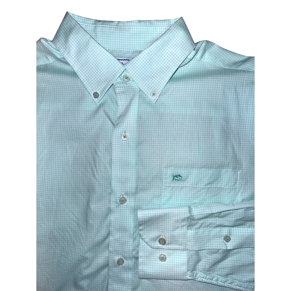 Southern Tide Charleston Parkwood Micro-Gingham Sport Shirt Mint Green Mens M